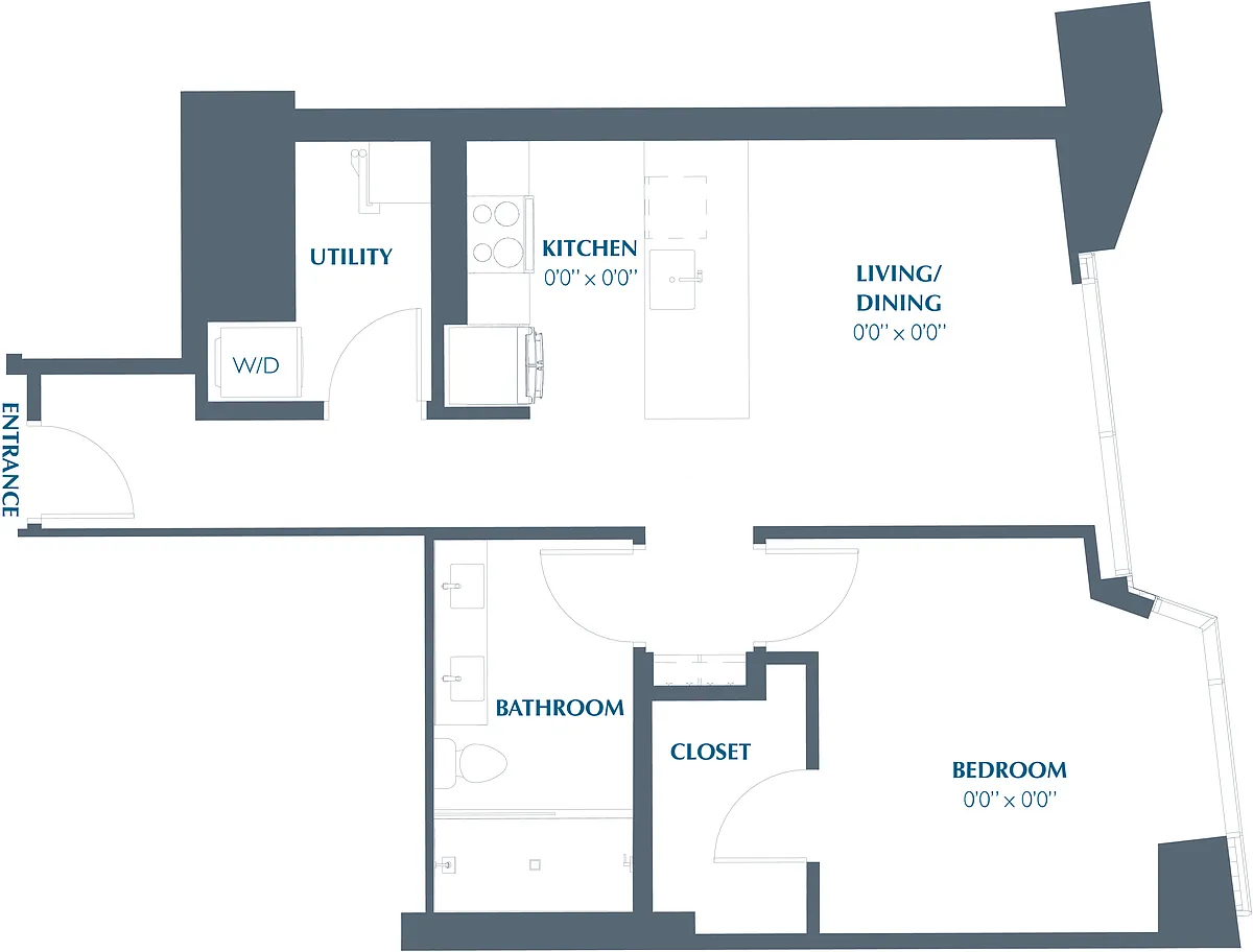 Floor plan 1BR 1BA (767 SF)
