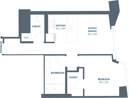 Floor plan 1BR 1BA (767 SF)