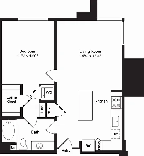 Floor plan One Bed A3 No Balcony