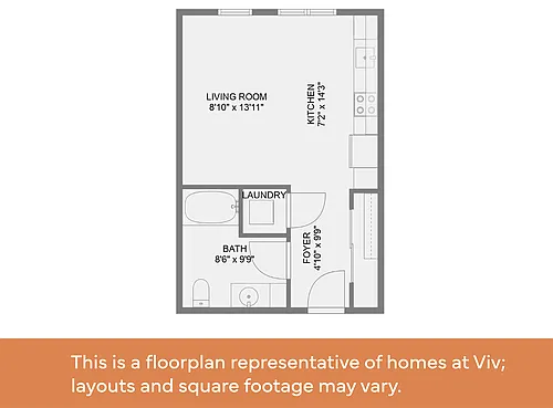 Floor plan Studio - 60% AMI