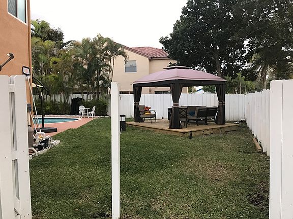 Back yard with gazebo