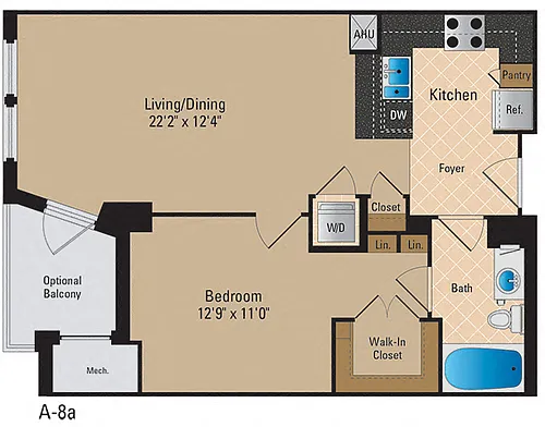 Floor plan 1 Bedroom, 1 Bath 740 SF A4