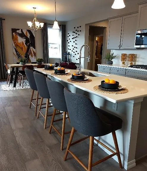 Open plan kitchen with lots of storage and island