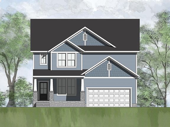 stone, shakes and siding house with front porch