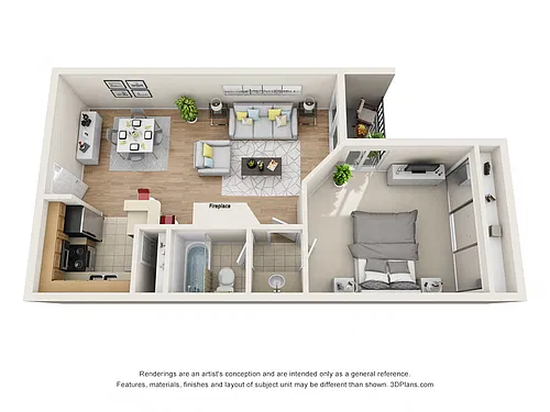 Floor plan 1 Bed 1 Bath Regency
