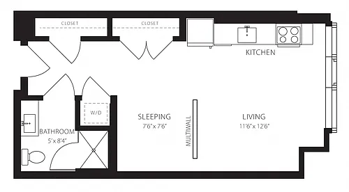 Floor plan VI1J-3 Junior One Bedroom