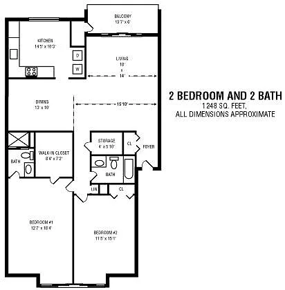 Floor plan 2 Bed 2 Bath