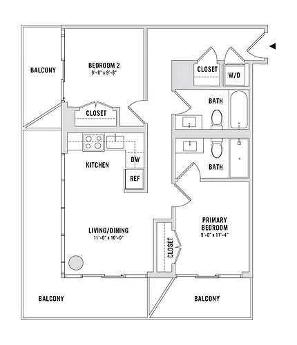 Floor plan 2 Bedroom, 2 Bathroom 2 Bed 2 Bath 5