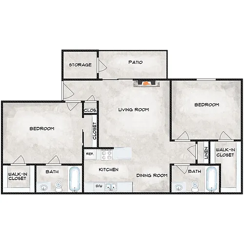 Floor plan 2 Bedroom 2 Bathroom