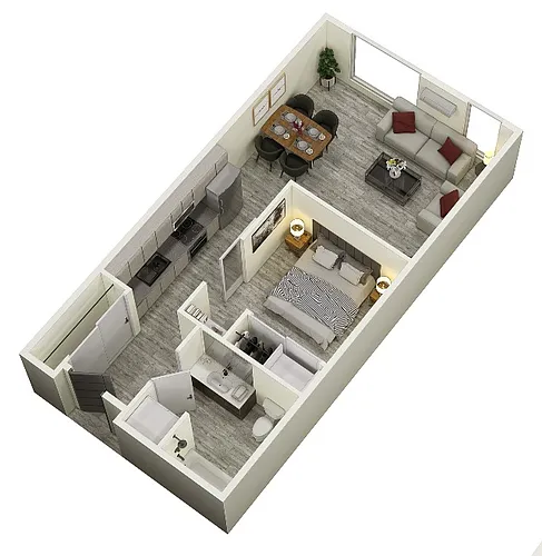 Floor plan Open 1-Bed E