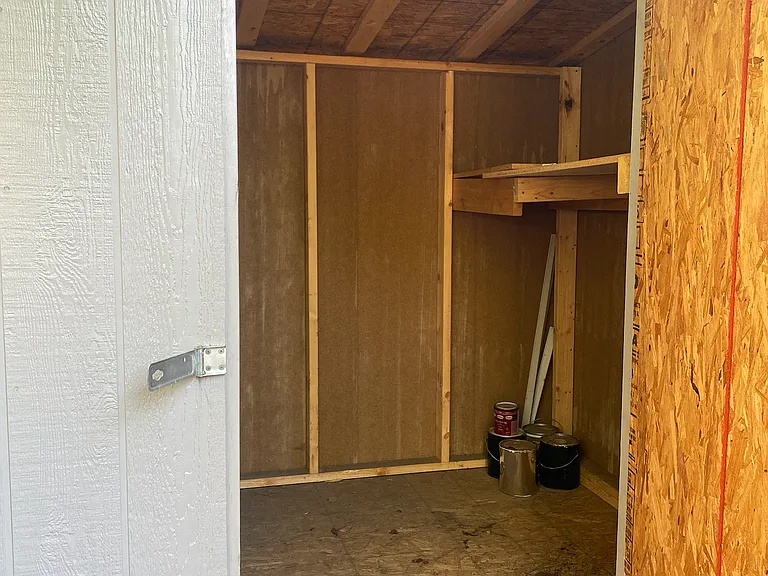 outside storage shed for bikes, skis, etc.