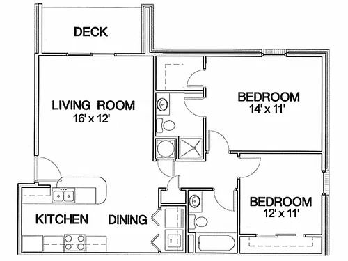 Floor plan 2 Bedroom A - Remodeled