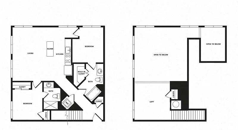 Floor plan 2 Bed/2 Bath Loft-B04L Modern