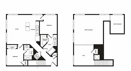 Floor plan 2 Bed/2 Bath Loft-B04L Modern