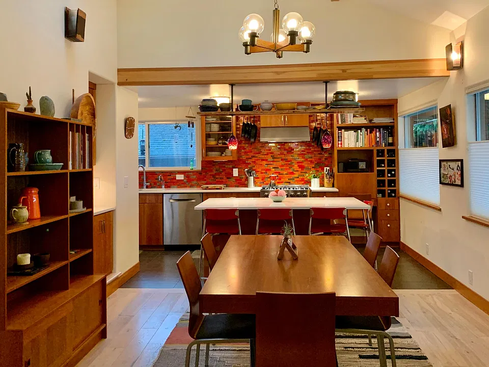 House is unfurnished, but this staging shows possible layout.