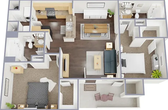 2 Bedroom, 1 Bathroom 2 Bedroom, 1 Bathroom