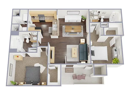 Floor plan 2 Bed, 1 Bath A (60% Income Restricted)