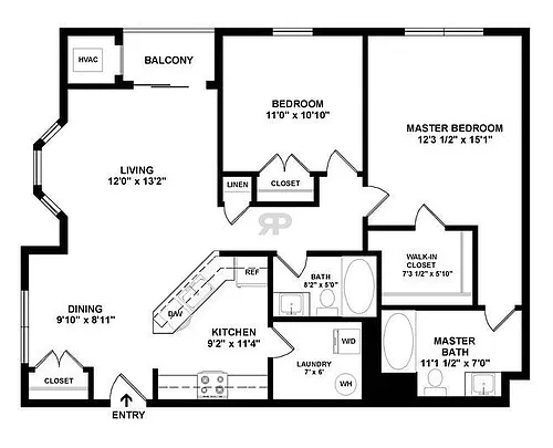Floor plan 2BR/2BA