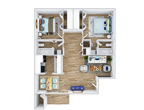 Floor plan 2 Bed - 2 Bath