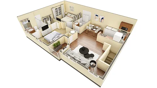 Floor plan 2 BR Designer Overlook Garage