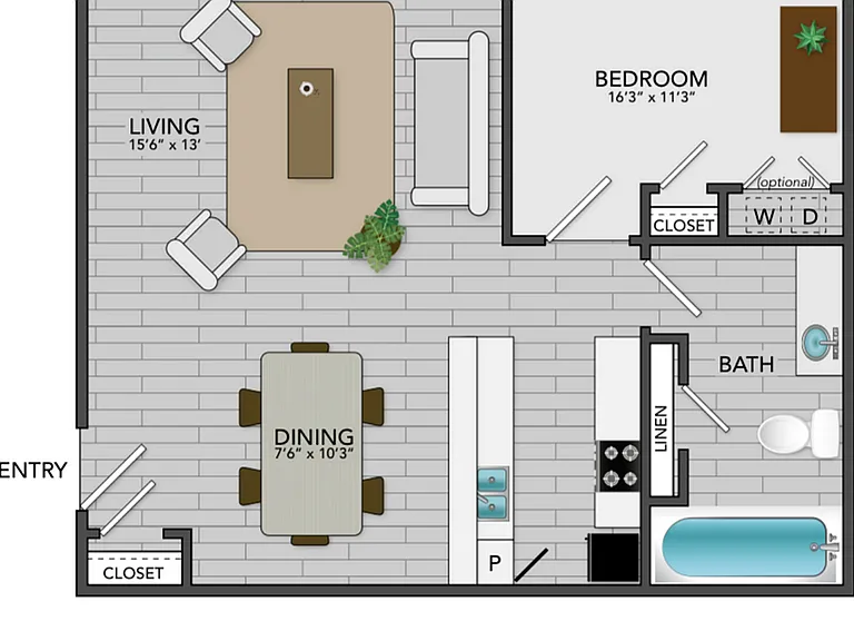 A2 - 1BD, 1BA - 692SF A2 - 1BD, 1BA - 692SF