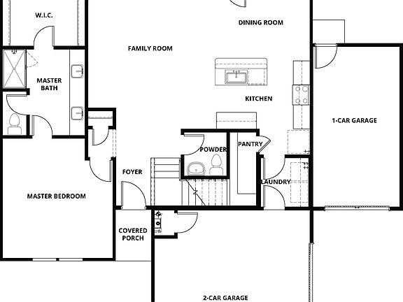 The first floor of the Nicklaus has an open concept layout and private master suite.