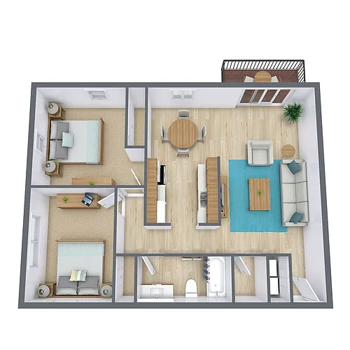 Floor plan Two Bedroom 21A
