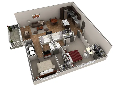 Floor plan 2 BR Aspire Overlook Garage