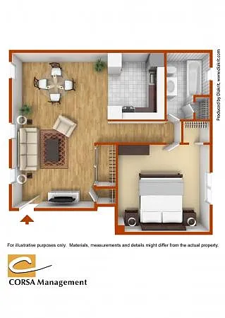 Floor plan 1 Bed 1 Bath