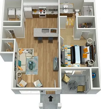 One bed one bath with full size washer a dryer, granite counter tops, and modern finishes. One bed one bath with full size washer a dryer, granite counter tops, and modern finishes.
