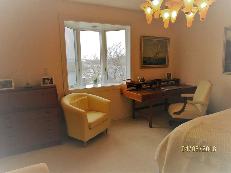 study bedroom - bed, desk, rolltop chest - view to west