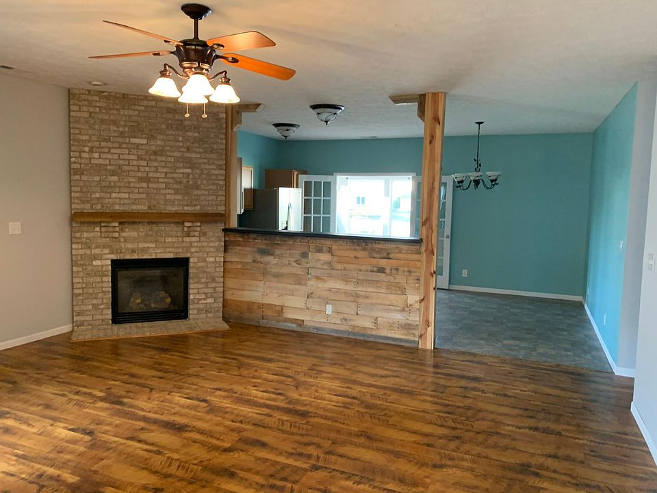 living room with gas fireplace