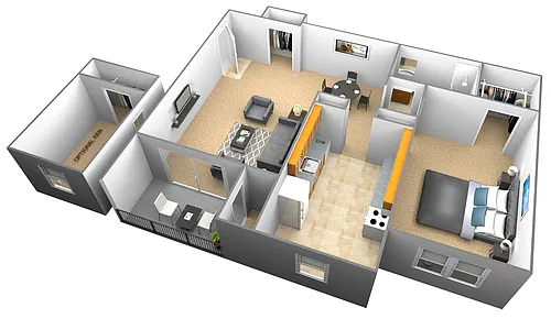 Floor plan 1 Bedroom 1 Bath