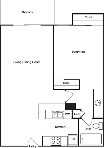 Floor plan 1 Bedroom A