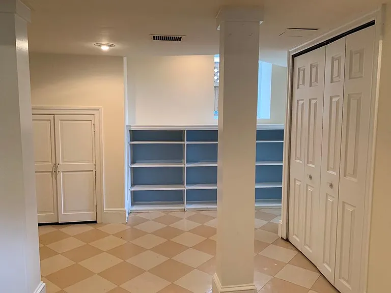 Basement built-ins are perfect for keeping your stuff organized and handy.