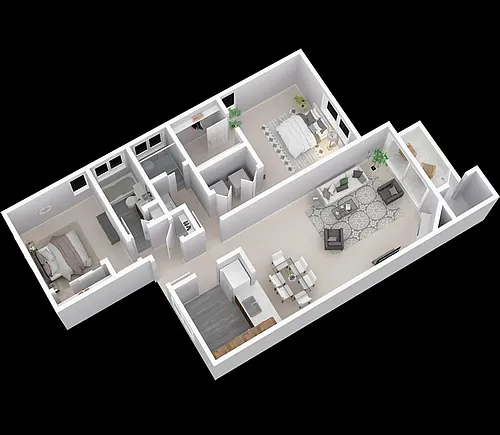 Floor plan 2 Bedroom 2 Bath With Washer Dryer Hookups