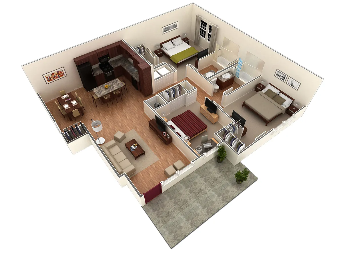 Floor plan 3 BR Grand Courtyard Garage