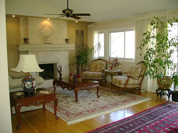 Living Room w. Custom Stone Fireplace