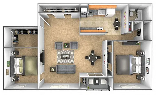 Floor plan 2 Bedrooms 1 Bath
