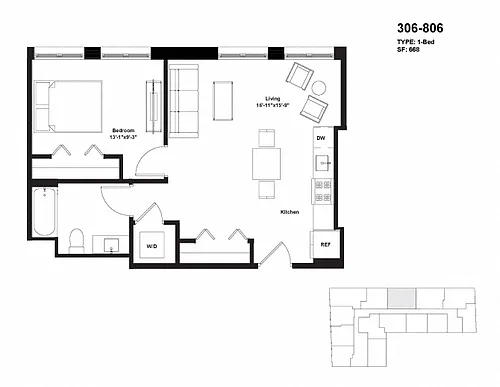 Floor plan Units 306 to 806
