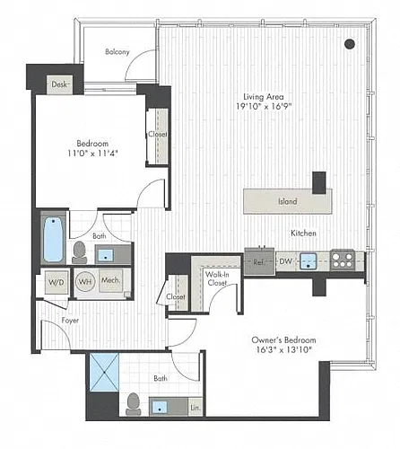 Floor plan 2 Bed/2 Bath-R