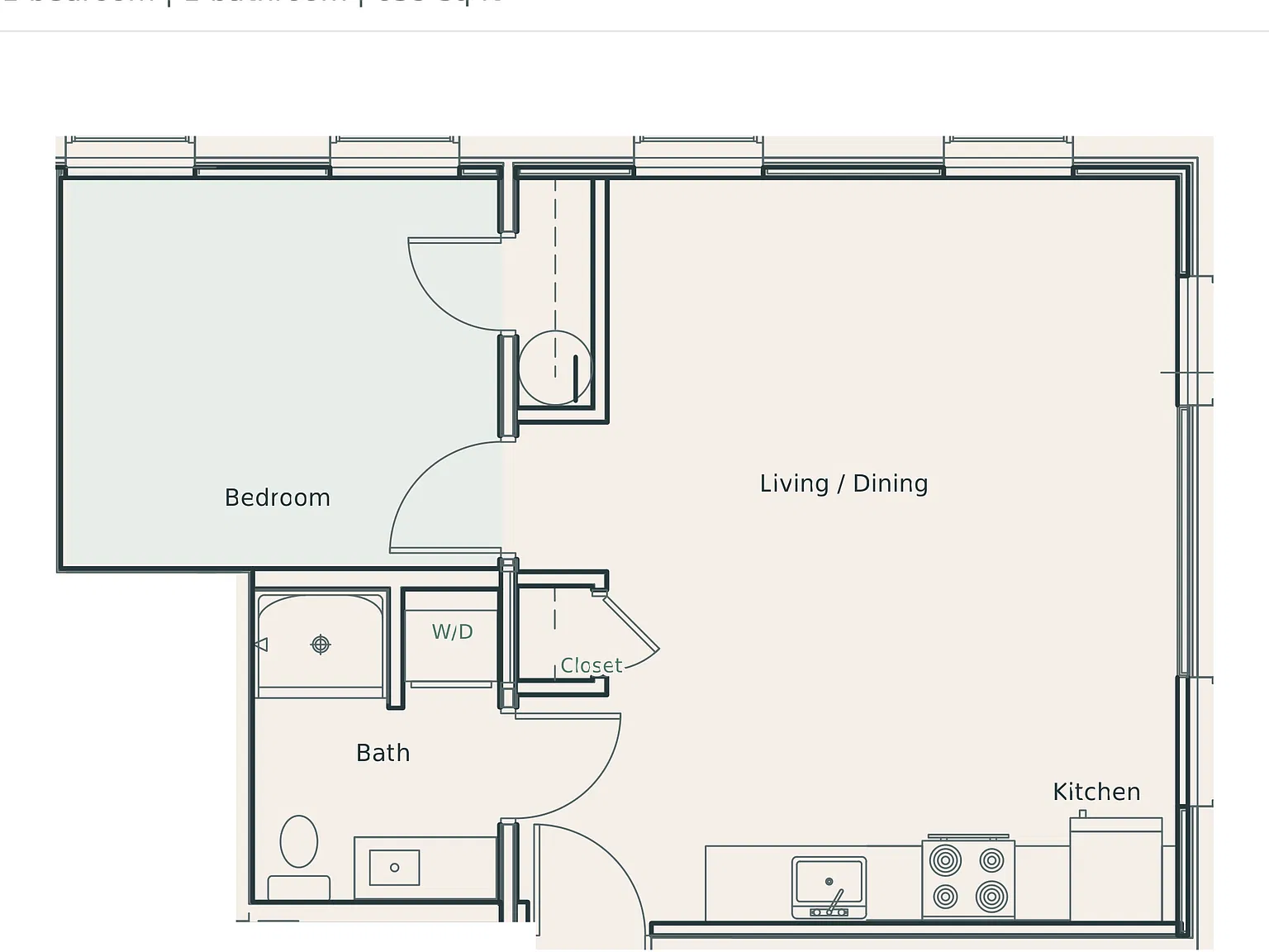 1 bed, 659 sqft, $1,875 — Photo 2