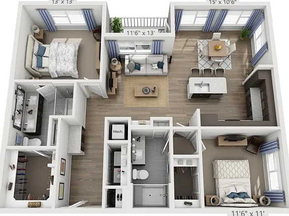 Floor plans are artist's rendering. All dimensions are approximate. Actual product and specifications may vary in dimension or detail. Not all features are available in every apartment. Prices and availability are subject to change. Floor plans are artist