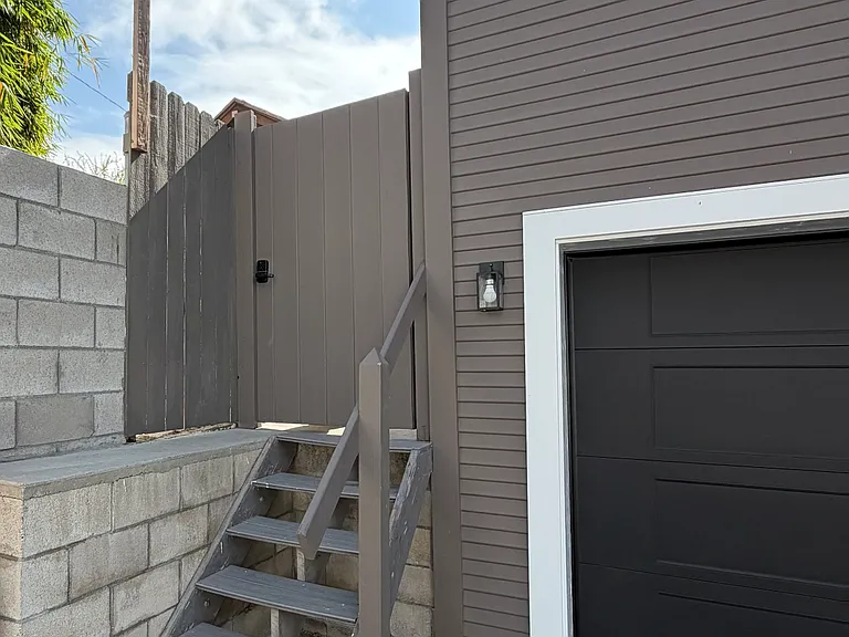Private key coded security door with lights and security motion sensor lights