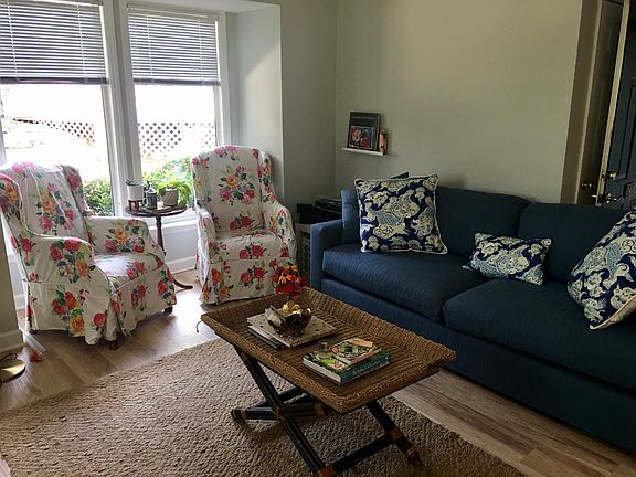 Bay window that looks out to pool