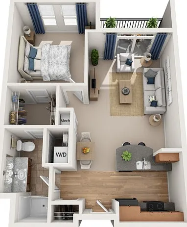 Floor plans are artist's rendering. All dimensions are approximate. Actual product and specifications may vary in dimension or detail. Not all features are available in every apartment. Prices and availability are subject to change. Floor plans are artist