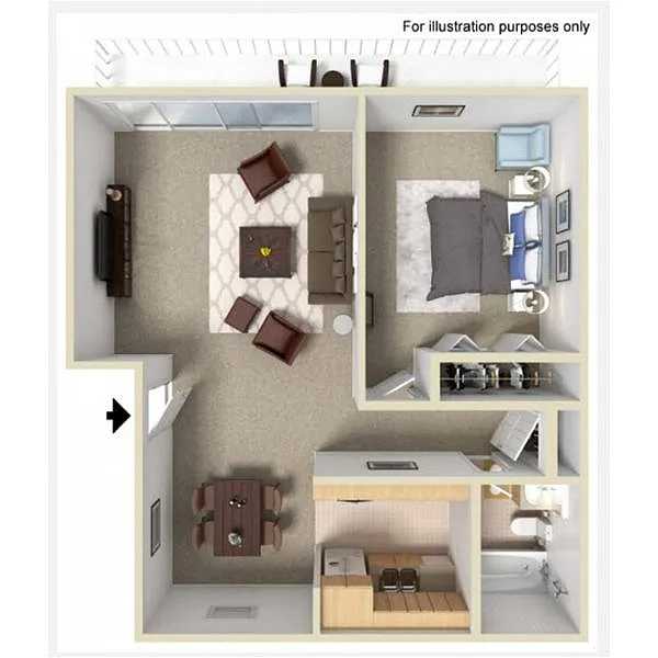 Floor plan 1 Bed 1 Bath - Standard
