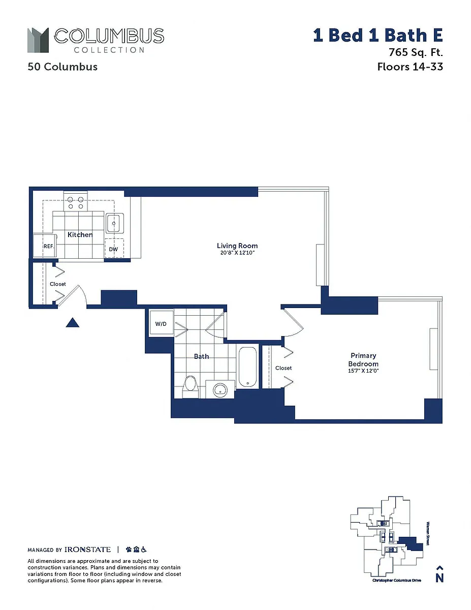 Floor plan 1 Bed 1 Bath E