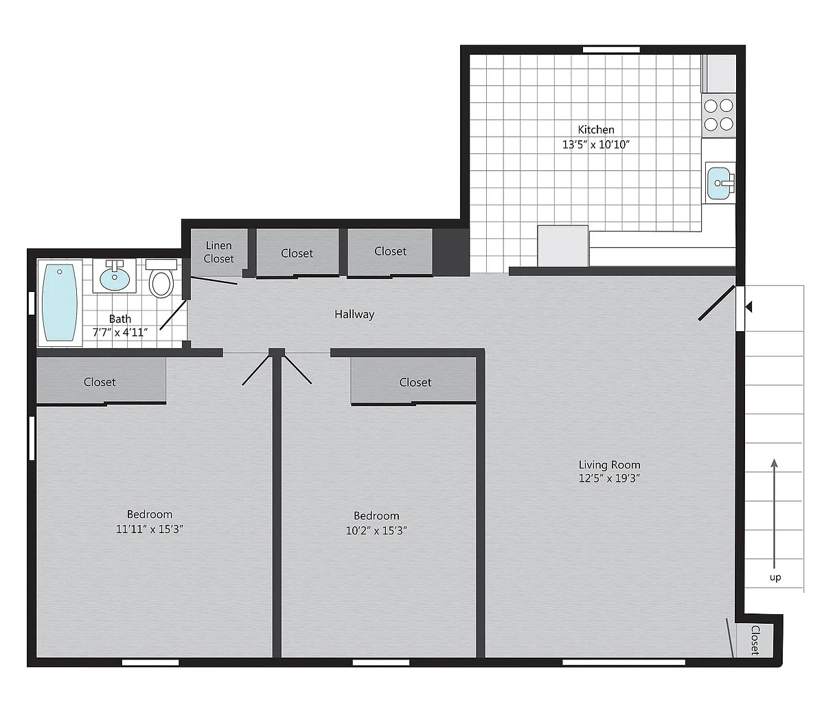 Floor plan 2BR/1BA