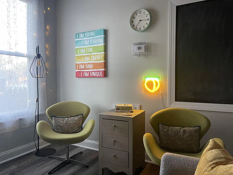 Chalk Boards are in multiple places to encourage fun and communication
